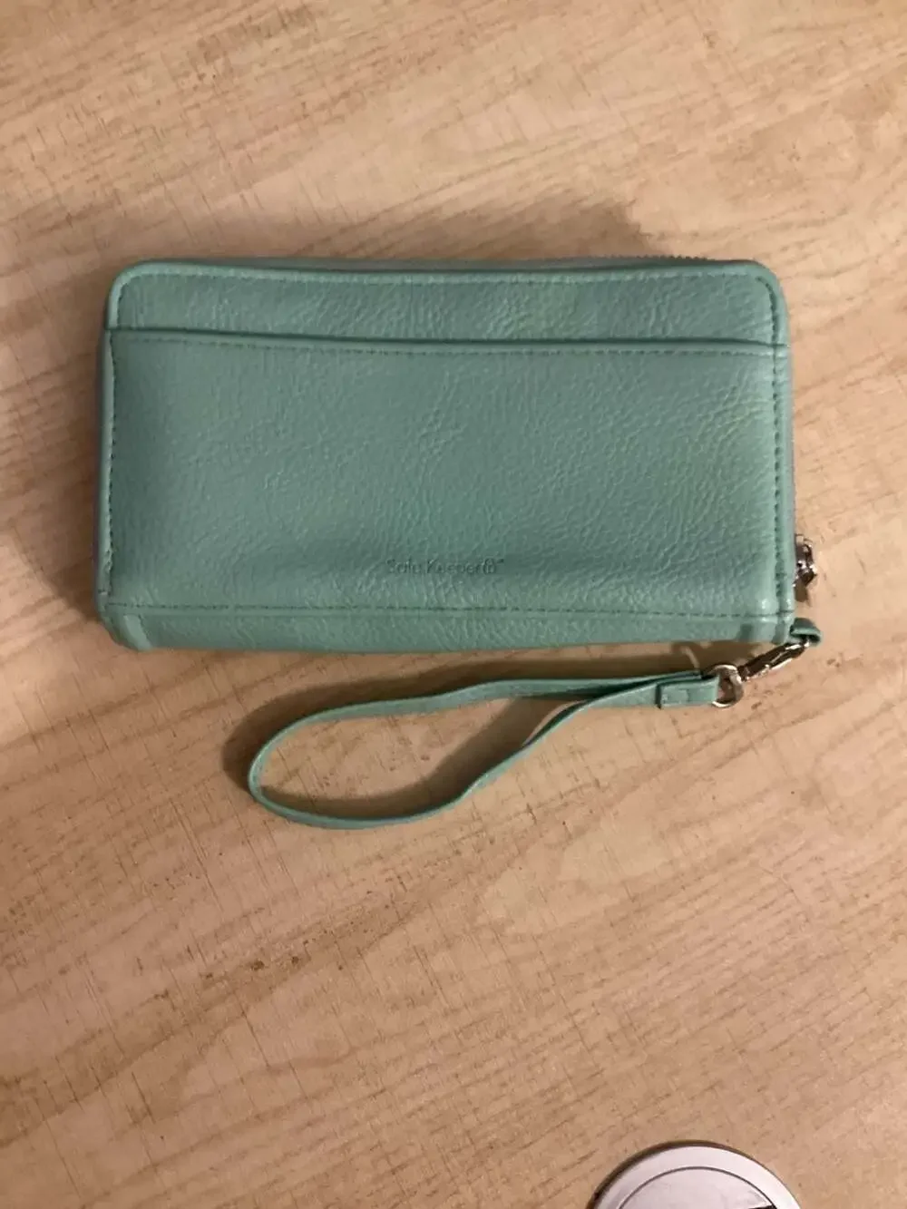 Safe Keeper Mint Green Zip Around Continental Wallet With Wristlet Strap